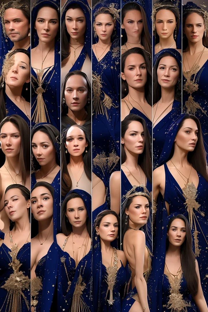 The same adult character rendered consistently across several images