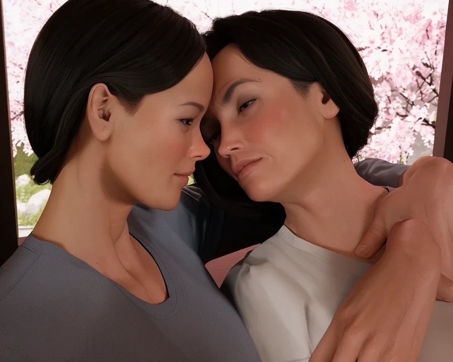 Two adult anime characters sharing a quiet moment, used on the help centre