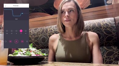 Cumming hard in public restaurant with Lush remote controlled vibrator