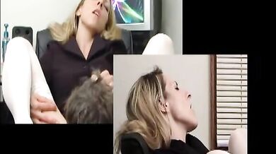Mature blonde boss woman: hottest EPIC reaction to having her pussy licked!