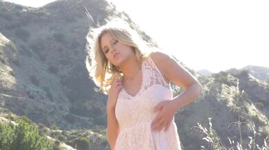 Scarlet Red Masturbates Under The Setting Summer Sun