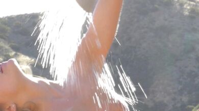 Scarlet Red Masturbates Under The Setting Summer Sun