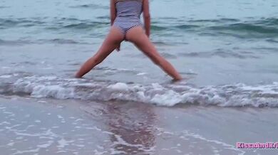 Pick Up A Married Woman in swimsuit on the beach - in Public