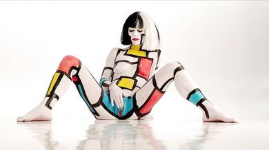 Body paint fingering, blowjob and creampie fuck