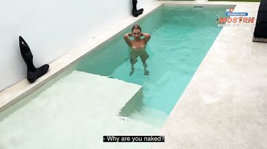 Spying on my stepsister swimming in the pool. Rough sex with my wet stepsis. Cum on pretty face