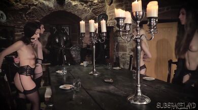 4 slaves punished and humiliated by master he fucks and slap