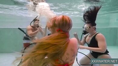 The guy can barely resist the beautiful babes