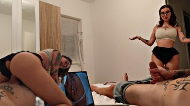 Stepmom caught me with a boner and helped me cum quickly in her Ass!