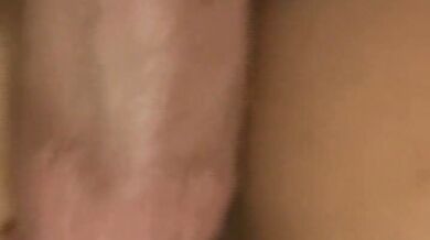 Brunette Lana Croft licks cum and sucks big cock