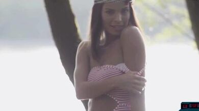 playboy porn what is spank bang Naturally curvy European MILF Natalie Costello solo striptease outdoor