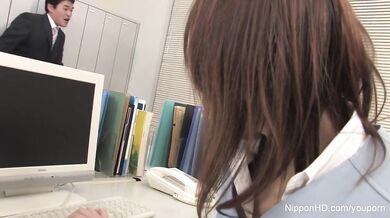 Japanese babe gets fucked in the office