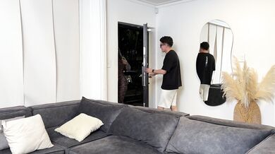 I fuck a MILF Ebony at my best friend's house and she catches us in creampie! Carla Morelli & Pipe