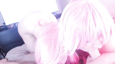 slutty cosplay step sister gets covered in oil, pounds her big ass and fucks big tits, thighjob