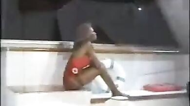 Aniya in black beach patrol