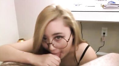 Adorable Asian with Glasses Sucks and Gets a Facial I Cam Couple
