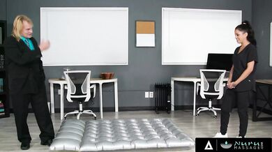 NURU MASSAGE Office Masseuse Nina White Fucks With Her Boss During Hot Massage (Evan Stone)