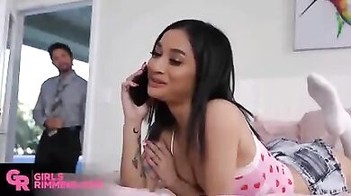 Girlsrimming - wet step-family rimming with stunning avery black