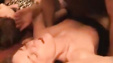 2 slutwives taking on 50 cummers