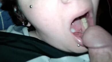 Slutty crazy goth determined to eat some cum and swallows loa