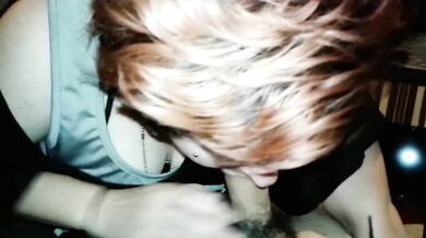 Slutty crazy goth determined to eat some cum and swallows loa