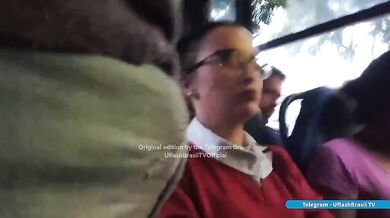 Hmm... Sexy Teacher Enjoying The Bulge Flash In Bus