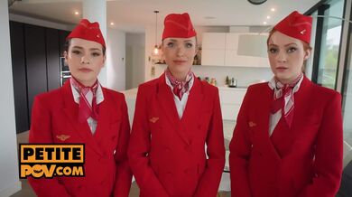 All Girl Air Steward Trio Turns Fourway with Angelika Grays, Cherry Candle an...