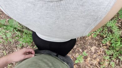 Grabbing Short Hair Brunette's Big Ass in Public