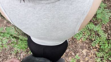 Grabbing Short Hair Brunette's Big Ass in Public