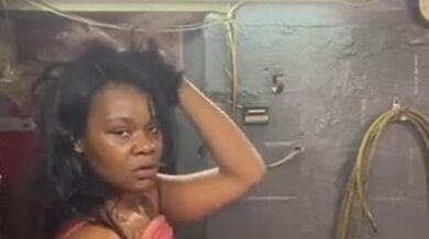 Hot Ebony Teen Strips While Stepdad Watches Secretly