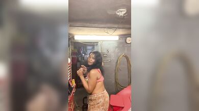 Hot Ebony Teen Strips While Stepdad Watches Secretly