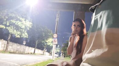 Risky masturbation at the bus stop next to the hot girl!