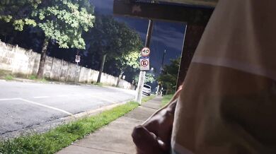 Risky masturbation at the bus stop next to the hot girl!