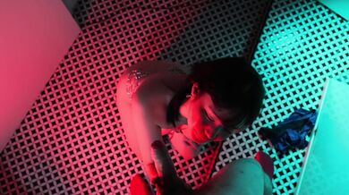 Horny Japanese girl gives you blowjob and swallows his cum in the bathroom of night club