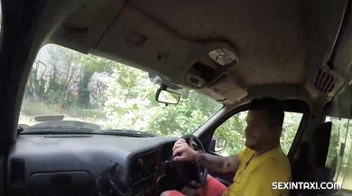 A quickie in the taxi before shopping