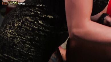 CFNM classy femdom British ladies suck cock in group