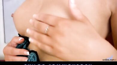 Housewife stuffs her tight pussy