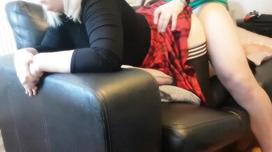 HD - Wife doggy style fuck to orgasm after distracting husband