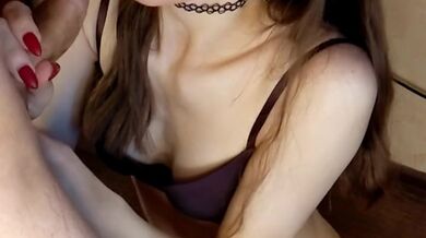 Cute TGirl Deepthroats and Gets Cummed All Over Her