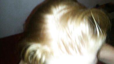 Redhead wife sucking my hard cock and taking load on titties