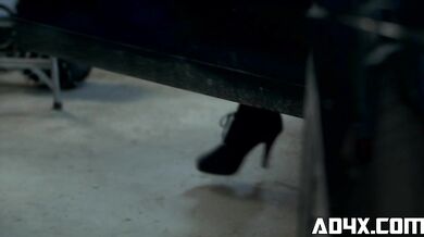 Triple Lesbians In The Garage - Angie Staxxx