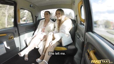 Fake Taxi Two Naked Female buddies having sex with a taxi drive with a big dick