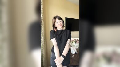 The cute brunette without underwear almost showed her boobs