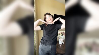 The cute brunette without underwear almost showed her boobs