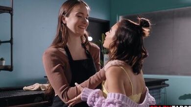 Big ass teen Hazel Moore enjoyed hot pussy licking with hot small boobs babe