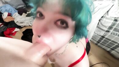 Emo Girl Uses Throat and Huge Tits to Milk Big Dick and Gets Facial