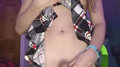 cute trans girl plays with her nipples and cums hard