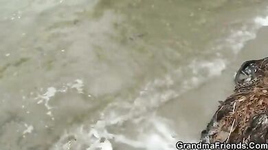 Very old granny and boys teen fuck outdoors