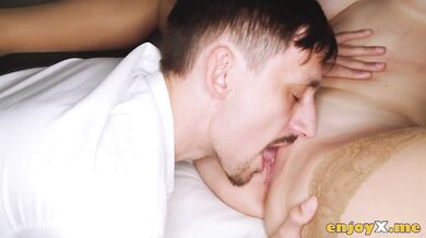 Busty Platinum Blonde In Tights With Smoothly Shaven Cunt Idolizes Shaft In XXX Oral - Stella Cardo