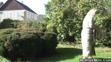 Big tits mom in law cheating sex outdoors