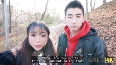 HUNT4K. Petite Japanese tourist Sakura jumped on a strangers cock in front of her BF (Denis Marti, Kawaii Girl)